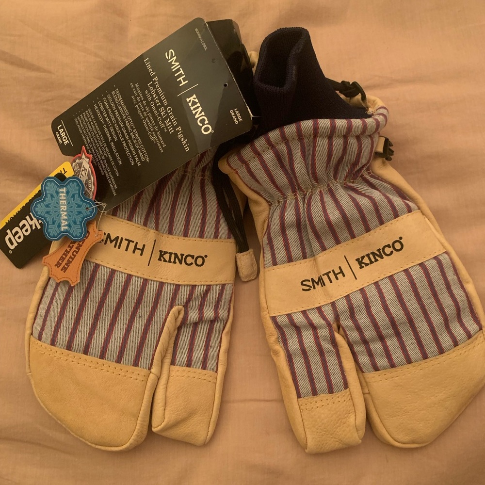 BRAND NEW SMITH | KINCO LARGE PREMIUM PIGSKIN LOBSTER SKI MITTENS
